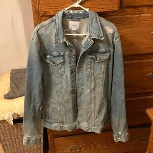 Old Navy Light Blue Distressed Denim Jacket size XL Tall